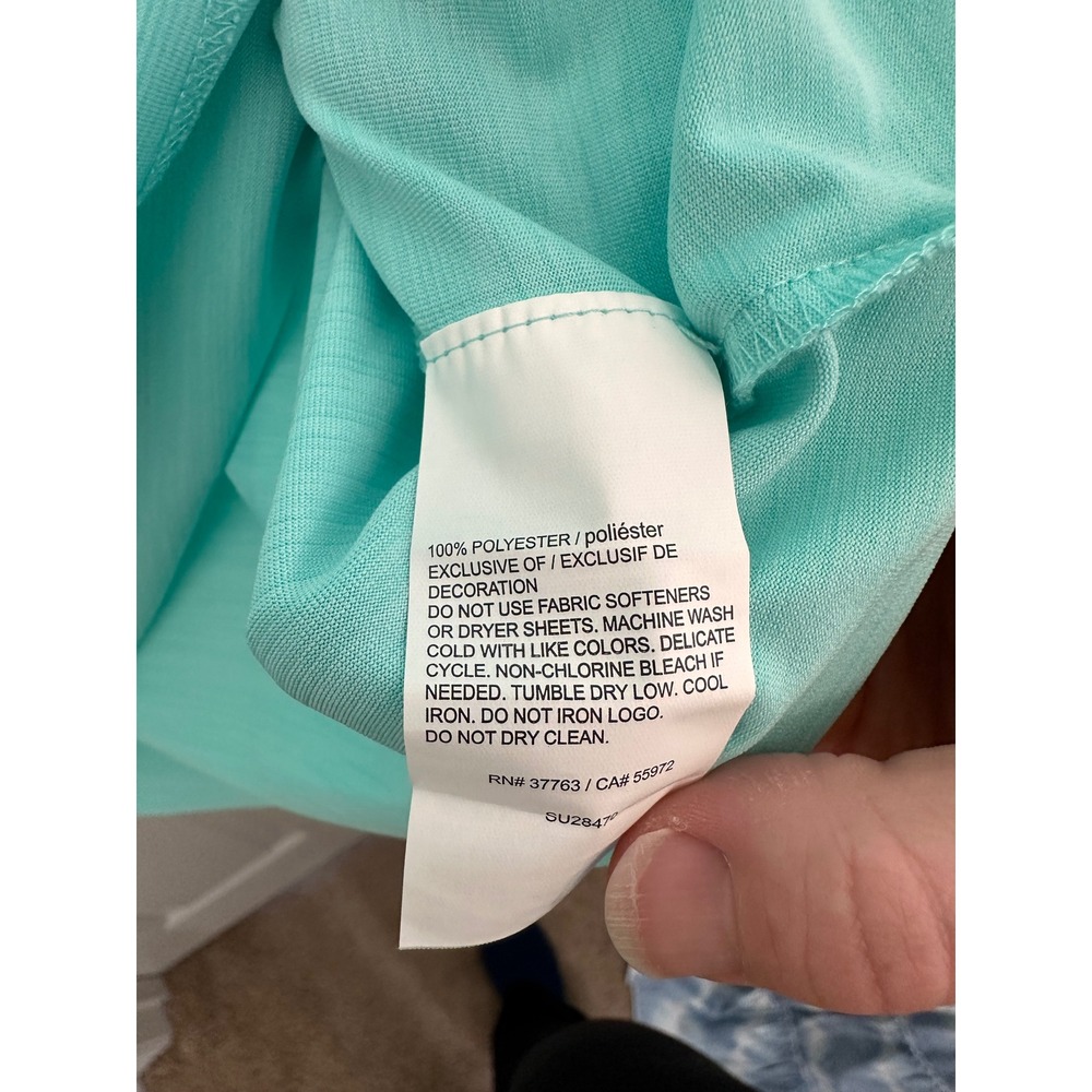Callaway Opti-Dri Women Aqua Mint Green V-Neck Golf Polo Shirt Large - Picture 3 of 4